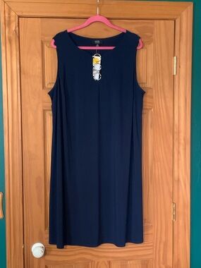 MSK Navy Sleeveless Midi Shift Dress